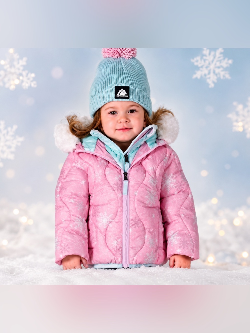 Snozu Pink Coat with Light Aqua Faux-Fur Lining w/ hat - NWT - kids size 6